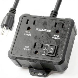 SURAIELEC Automatic Vacuum Switch for 2 Power Tools, Auto/On/Off Mode, Delay Shut Off Shop Vac, 125V/15A/1875W, Ideal for Dust Collectors, Workshops Garages, Table Saw, Sander, Miter Saw-0
